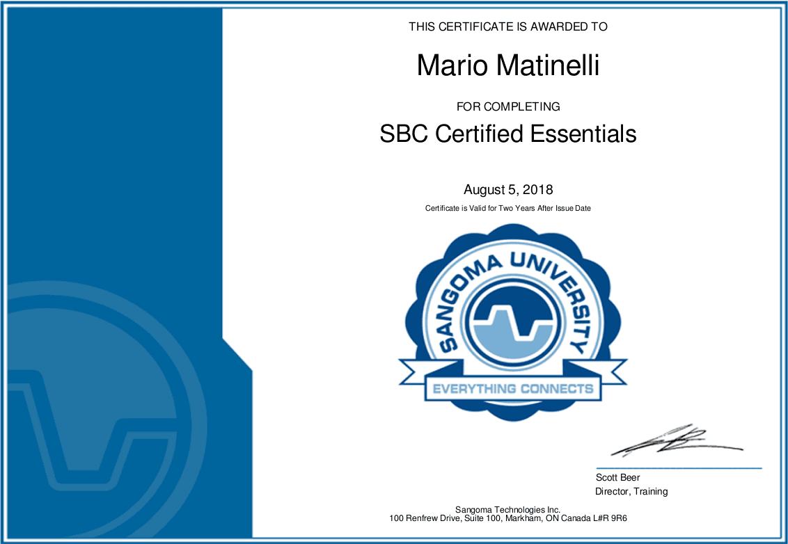 Sangoma SBC Certificate