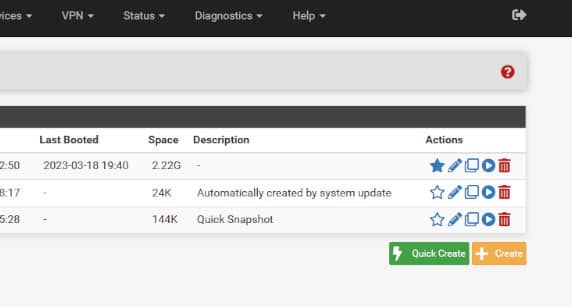 pfSense ZFS Snapshot