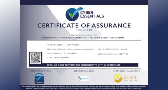 IT AND GENERAL Cyber Essentials certificate