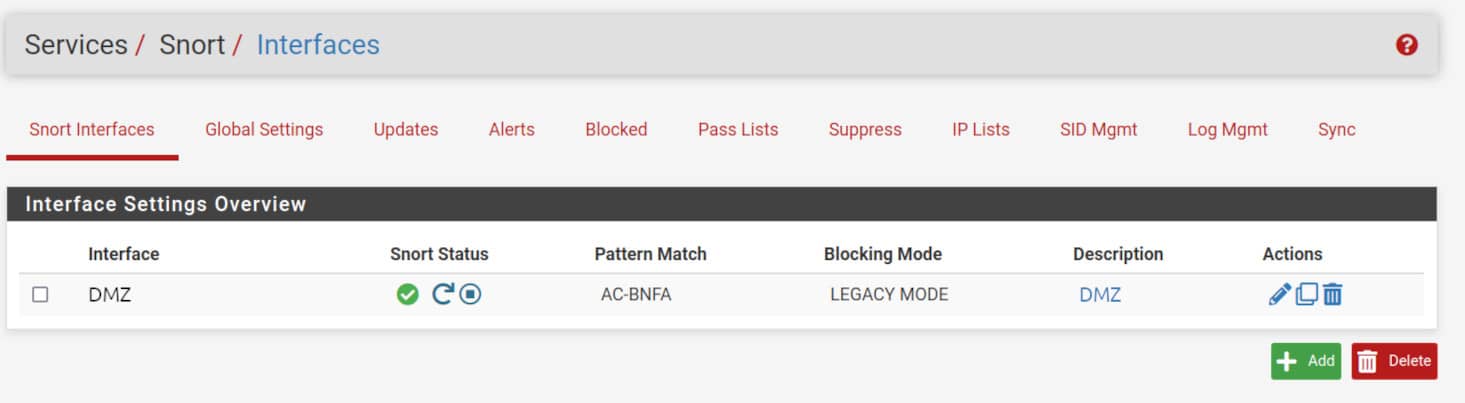 Snort DMZ Interface